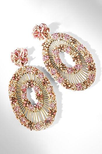 Pink Glass Beaded Dangler Earrings