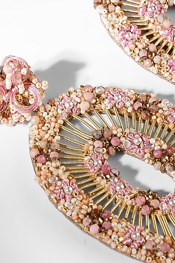 Pink Glass Beaded Dangler Earrings