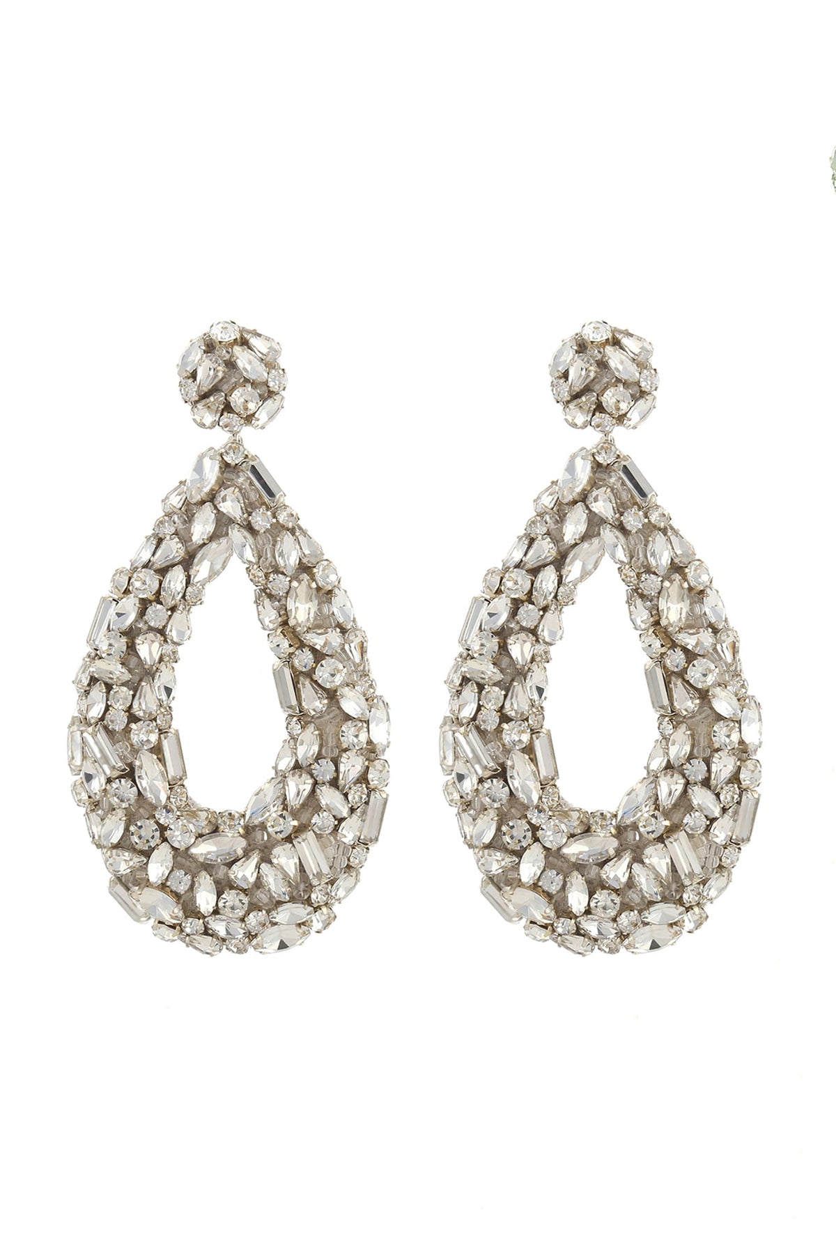 Silver Glass Stone & Beaded Dangler Earrings