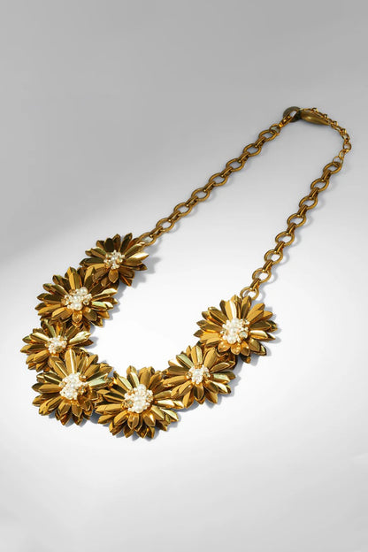 Gold Glass Beaded Necklace