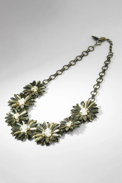 Gunmetal Glass Beaded Necklace