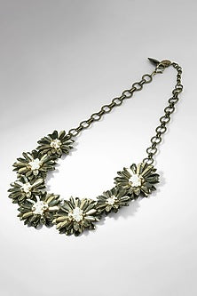 Gunmetal Glass Beaded Necklace