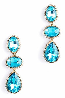 Aqua Glass Crystal Dangler Earrings