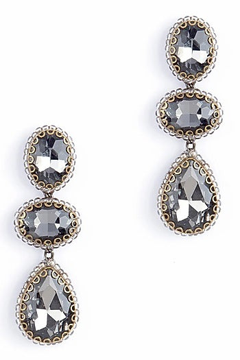 Gunmetal Glass Crystal Dangler Earrings
