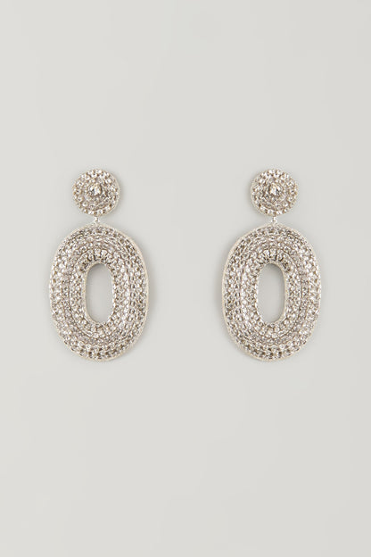 Silver Glass Beaded Dangler Earrings