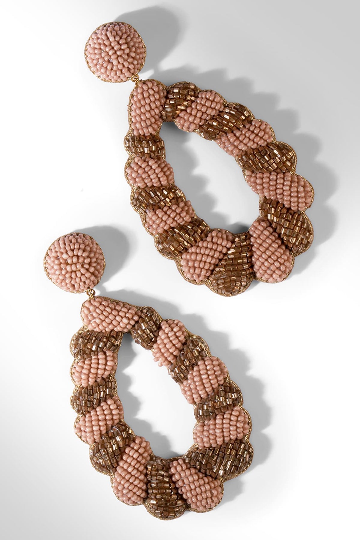 Pink Glass Beaded Dangler Earrings