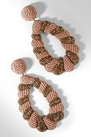 Pink Glass Beaded Dangler Earrings
