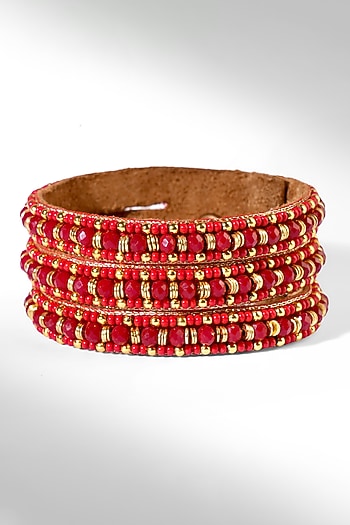 Red Glass Beaded Bracelet