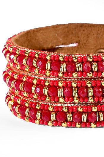 Red Glass Beaded Bracelet