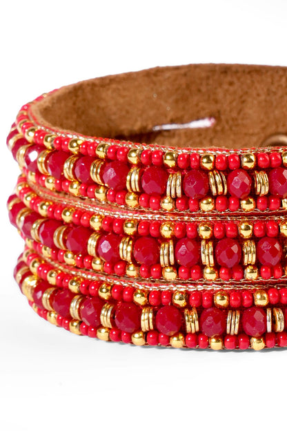 Red Glass Beaded Bracelet
