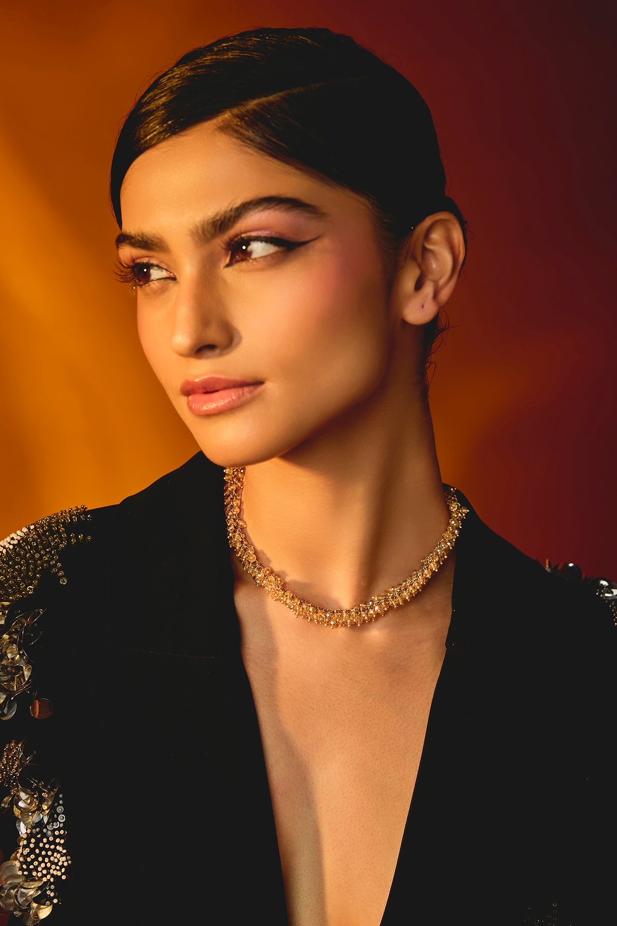 Champagne Glass Beaded Necklace
