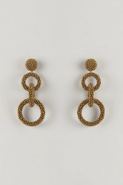 Gold Finish Gold Stone Dangler Earrings