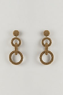 Gold Finish Gold Stone Dangler Earrings