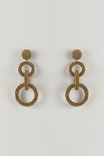 Gold Finish Gold Stone Dangler Earrings