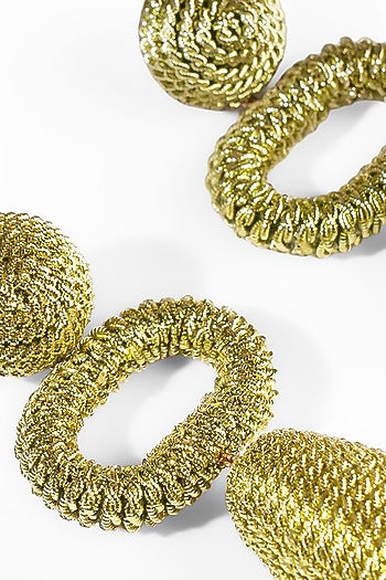 Green Metallic Thread Dangler Earrings