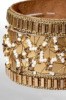 Bronze Glass Beaded & Brass Chain Bracelet