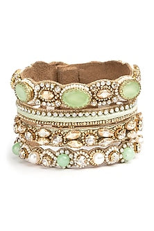 Bronze Glass Beaded & Glass Stone Bracelet