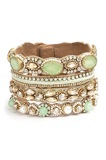 Bronze Glass Beaded & Glass Stone Bracelet