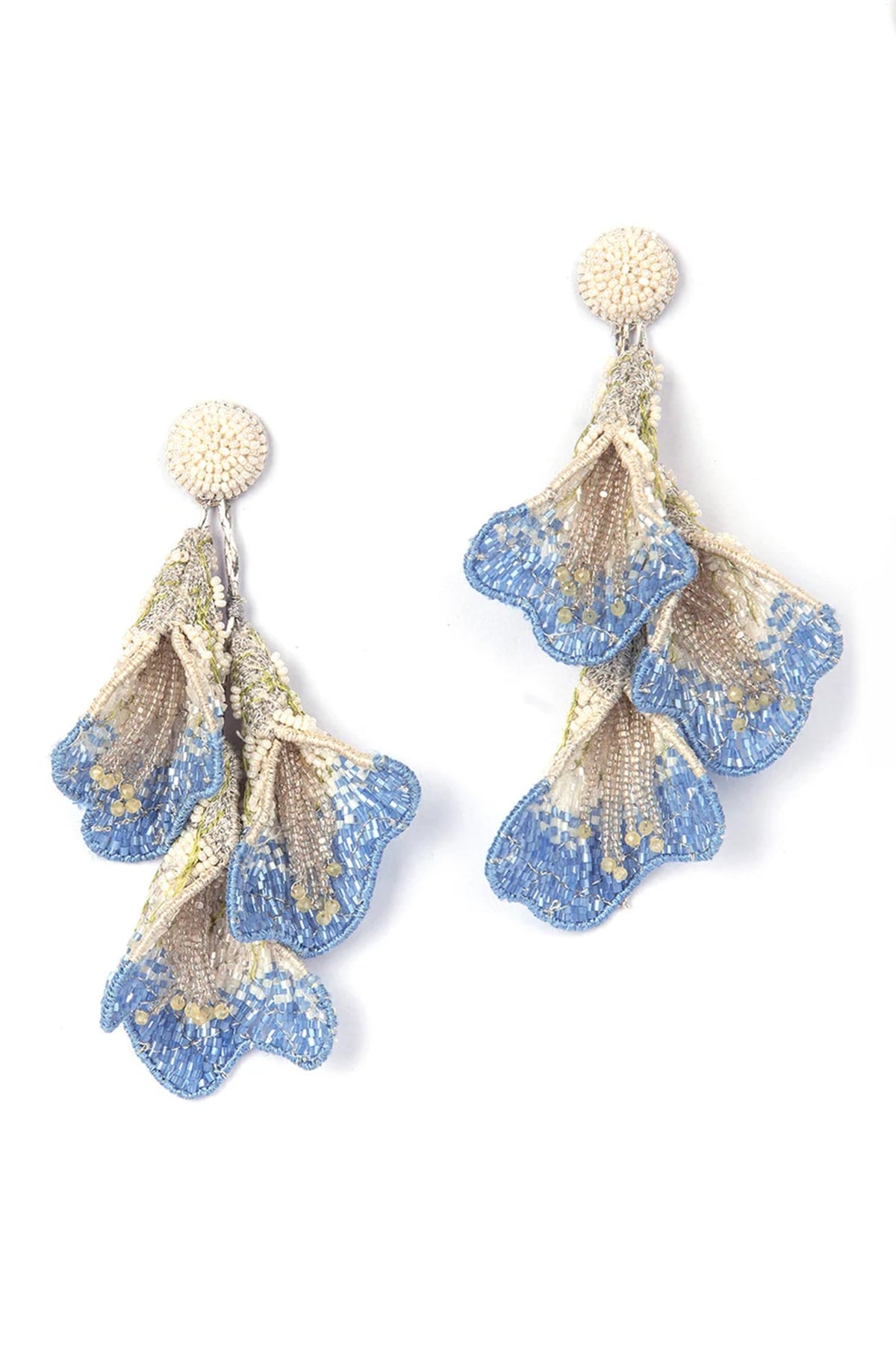 Blue Glass Beaded & Semi-Precious Stone Earrings