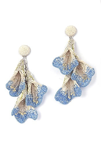 Blue Glass Beaded & Semi-Precious Stone Earrings