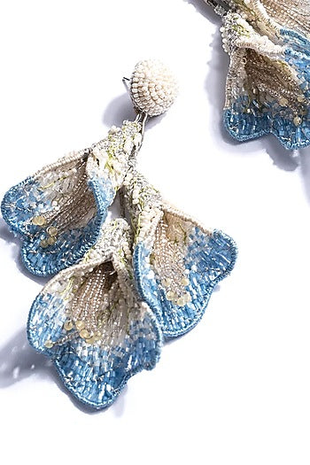 Blue Glass Beaded & Semi-Precious Stone Earrings