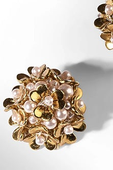 Gold Glass Stone Stud Earrings
