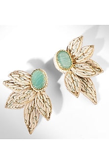 Mint Glass Beaded Stud Earrings