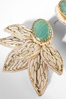 Mint Glass Beaded Stud Earrings