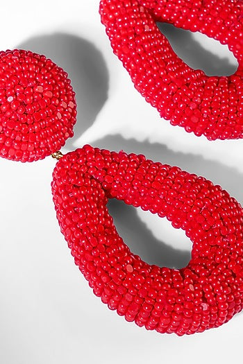 Red Glass Beaded Dangler Earrings