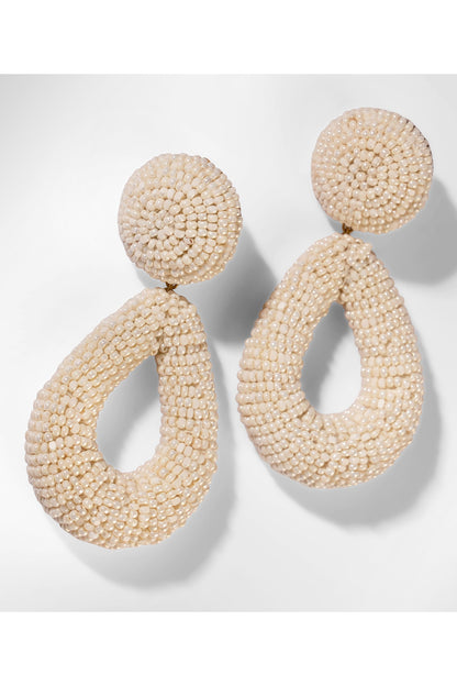 Ivory Glass Beaded Dangler Earrings
