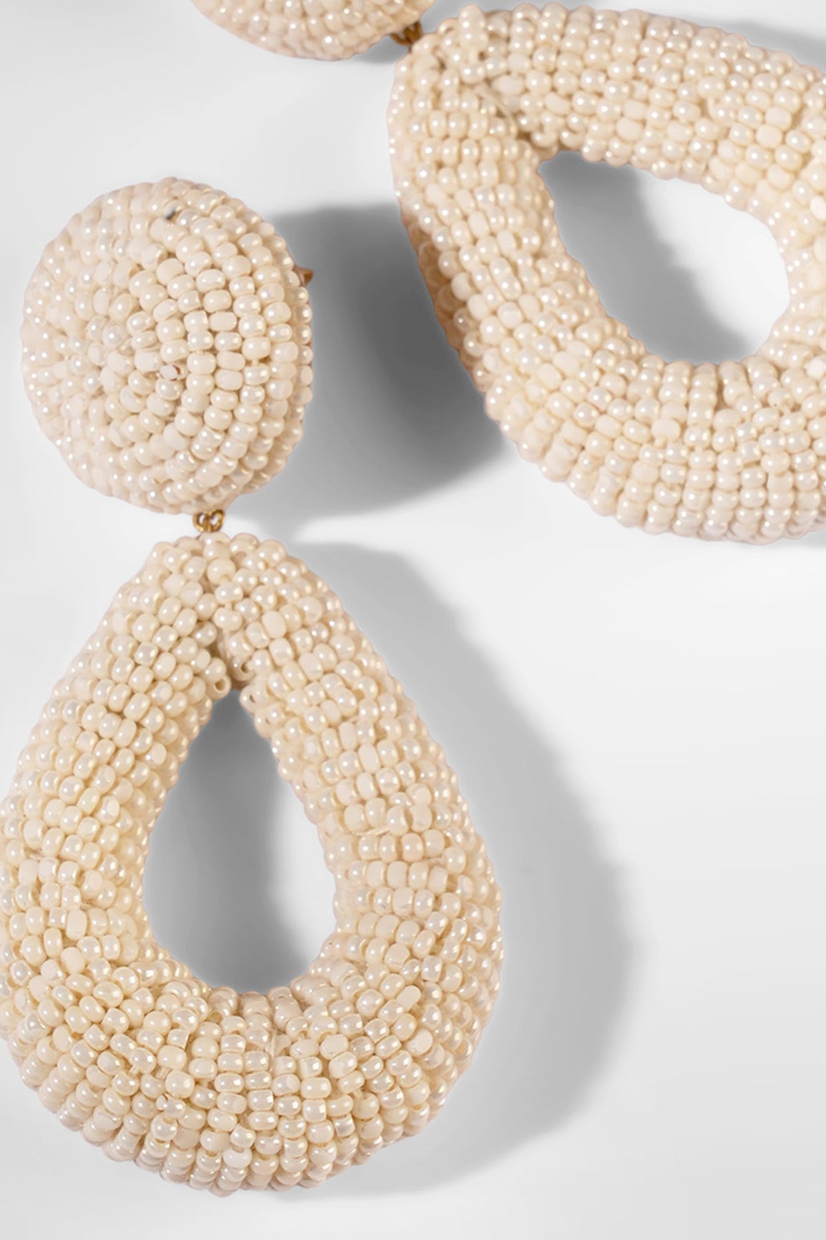 Ivory Glass Beaded Dangler Earrings
