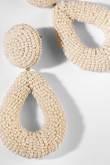 Ivory Glass Beaded Dangler Earrings