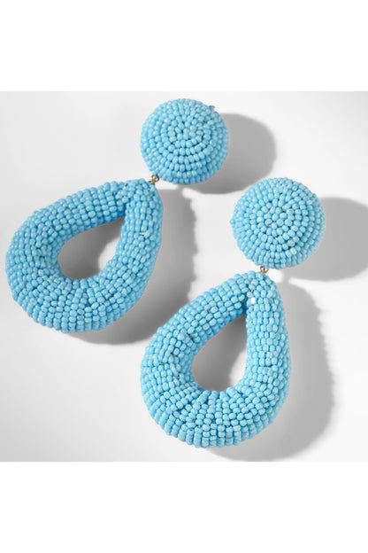Turquoise Glass Beaded Dangler Earrings