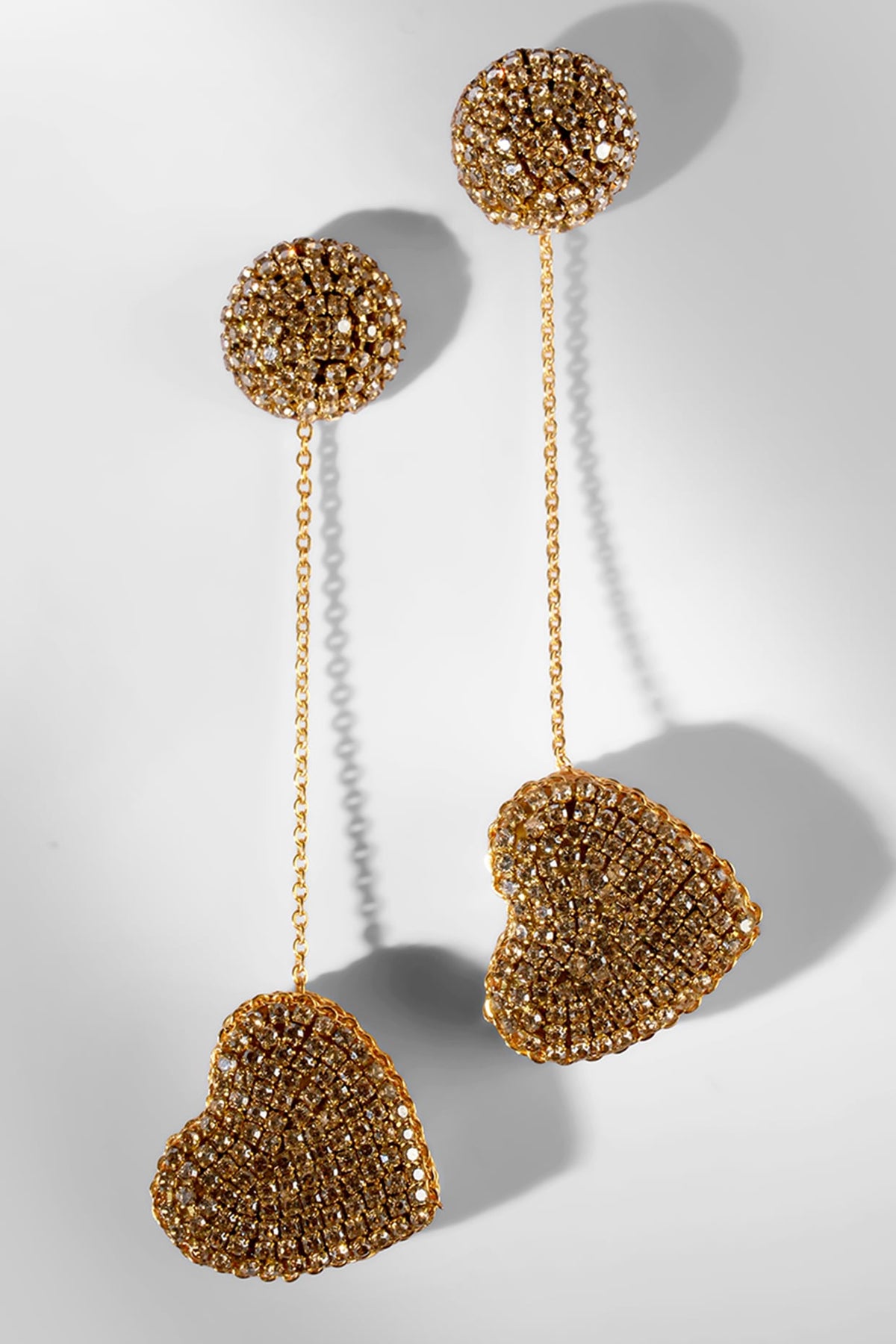 Gold Glass Crystal & Nylon Thread Dangler Earrings