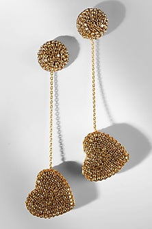 Gold Glass Crystal & Nylon Thread Dangler Earrings