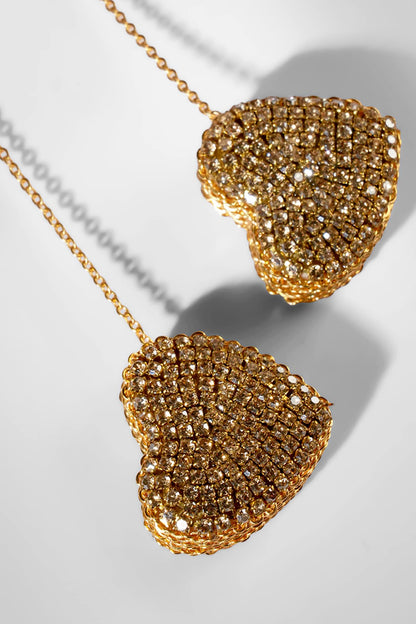 Gold Glass Crystal & Nylon Thread Dangler Earrings