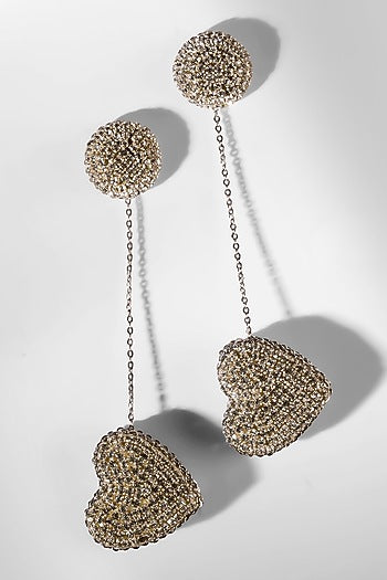 Silver Glass Crystal & Nylon Thread Dangler Earrings
