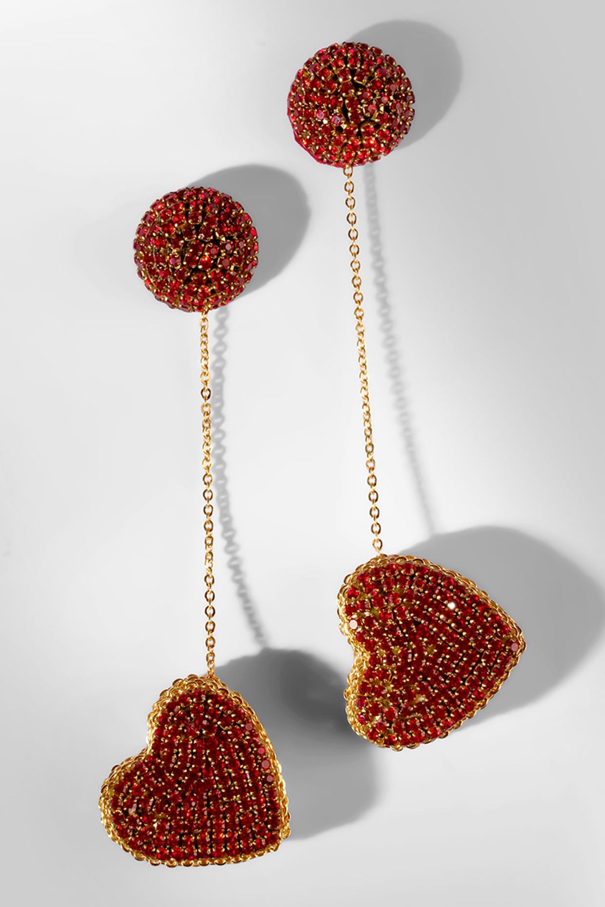Red Glass Crystal & Nylon Thread Dangler Earrings