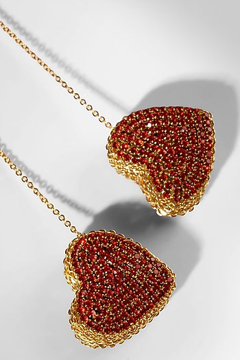Red Glass Crystal & Nylon Thread Dangler Earrings