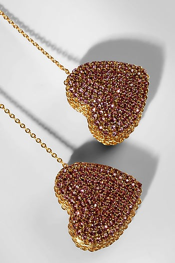 Pink Glass Crystal & Nylon Thread Dangler Earrings