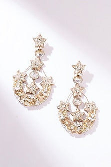 Silver Glass Beaded & Glass Crystal Dangler Earrings