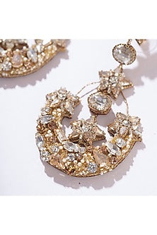 Silver Glass Beaded & Glass Crystal Dangler Earrings