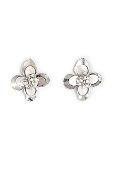 Silver Glass Bead & Mother Of Pearl Stud Earrings