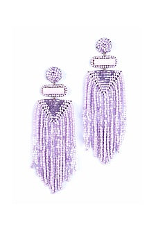 Lavender Glass Bead & Crystal Dangler Earrings