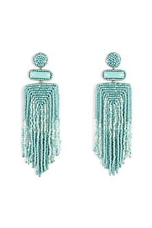 Turquoise Glass Bead & Crystal Dangler Earrings