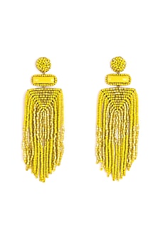 Yellow Glass Bead & Crystal Dangler Earrings
