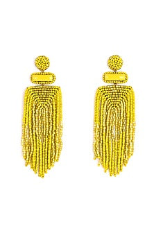 Yellow Glass Bead & Crystal Dangler Earrings