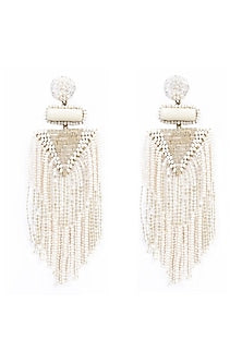 Ivory Bead & Crystal Dangler Earrings
