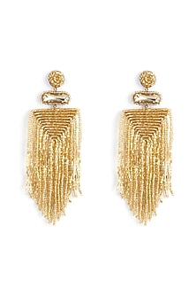 Gold Bead & Crystal Dangler Earrings