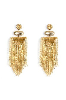Gold Bead & Crystal Dangler Earrings